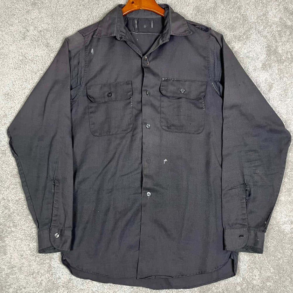 Vintage Big Mac Distressed Work Shirt Mens Two Pocket Button Up Paint Splatter